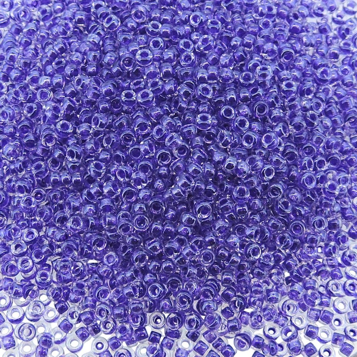 Miyuki Round Seed Beads Size 15/0 Sparkling Purple Lined Crystal 8.2GM