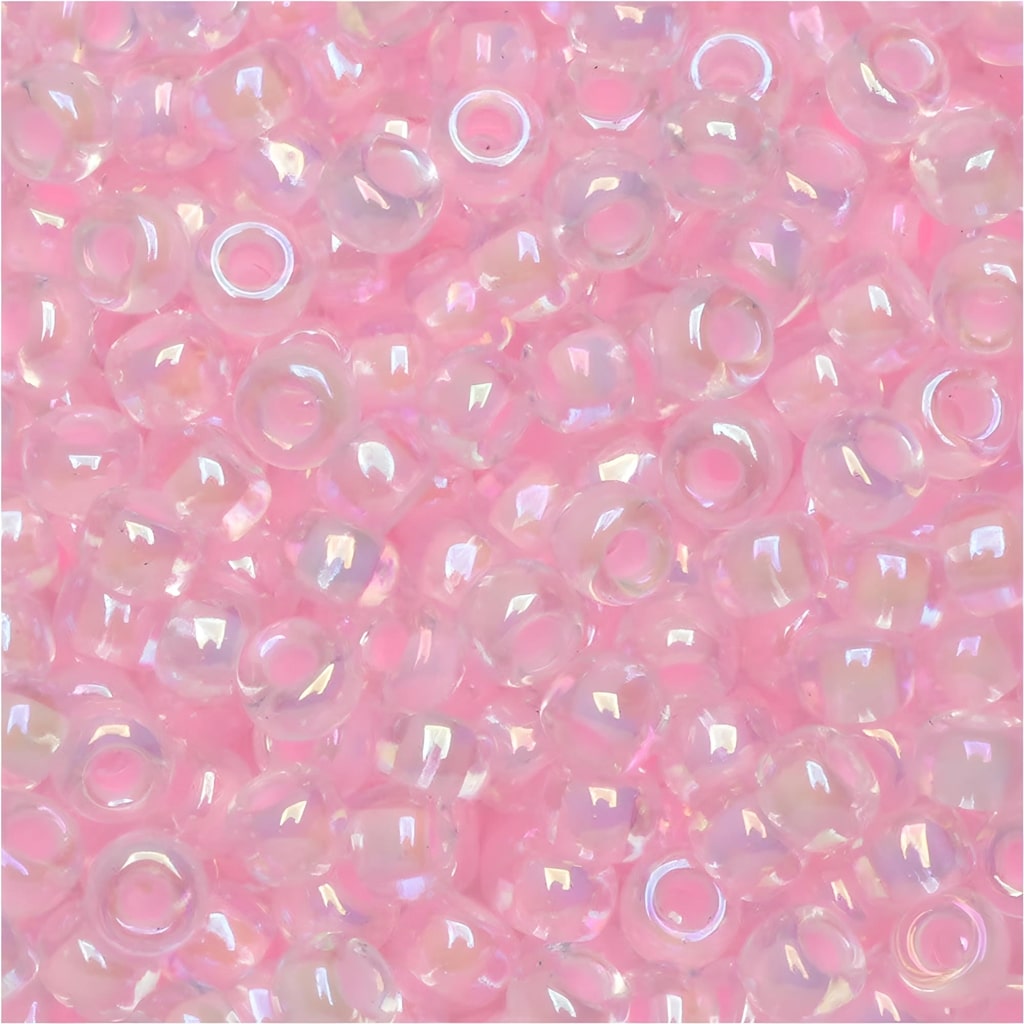 Miyuki Round Seed Beads Size 8/0 Pink Lined Crystal AB 22GM