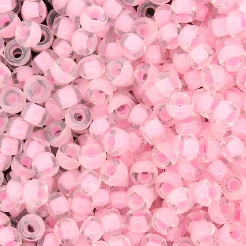 Miyuki Round Seed Beads Size 8/0 Pink Lined Crystal 22GM