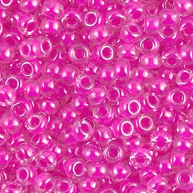 Miyuki Round Seed Beads Size 8/0 Fuchsia Lined Crystal 22GM