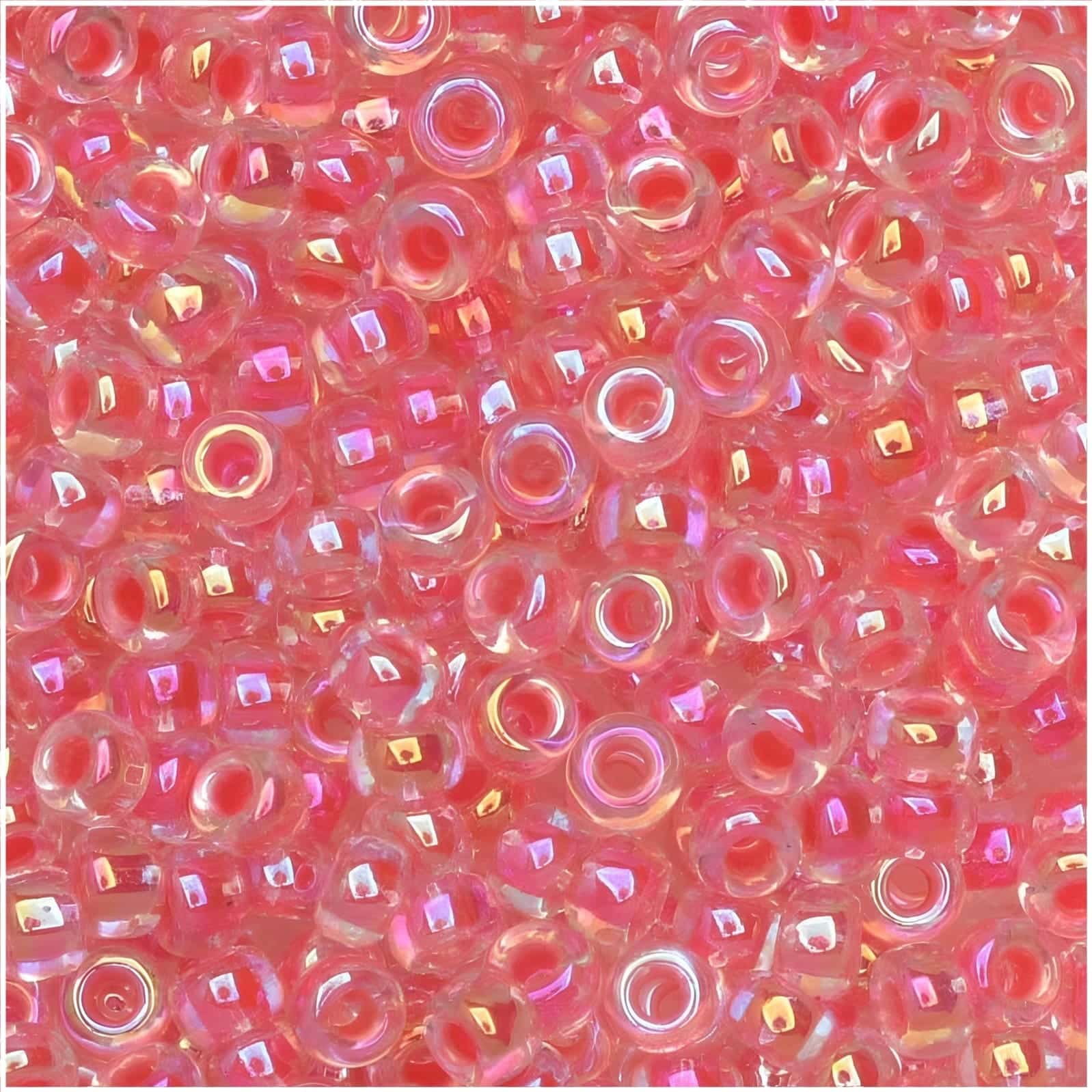 Miyuki Round Seed Beads Size 8/0 Dark Coral Lined Crystal AB 22GM
