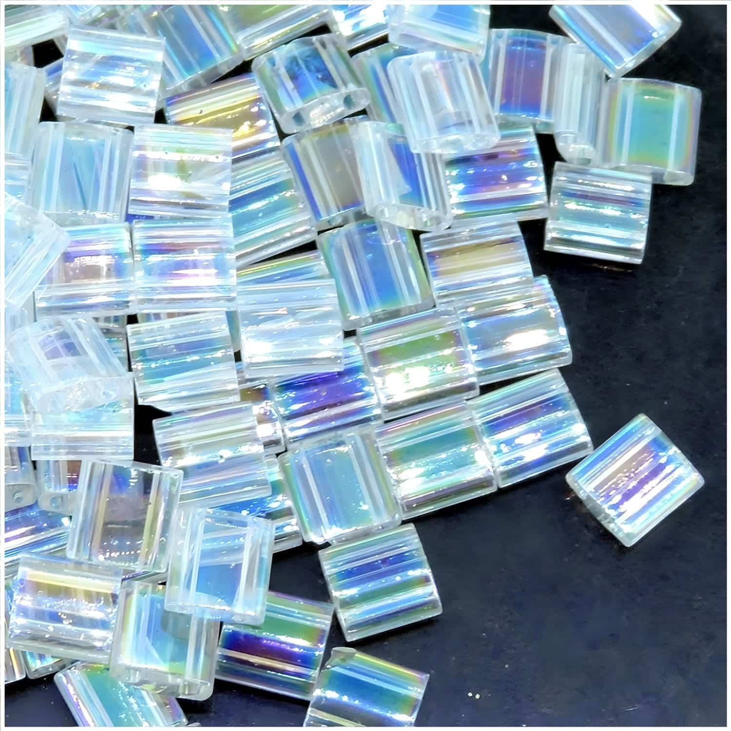 Miyuki Tila Beads 5mm 2-hole Square Crystal AB 7.2GM