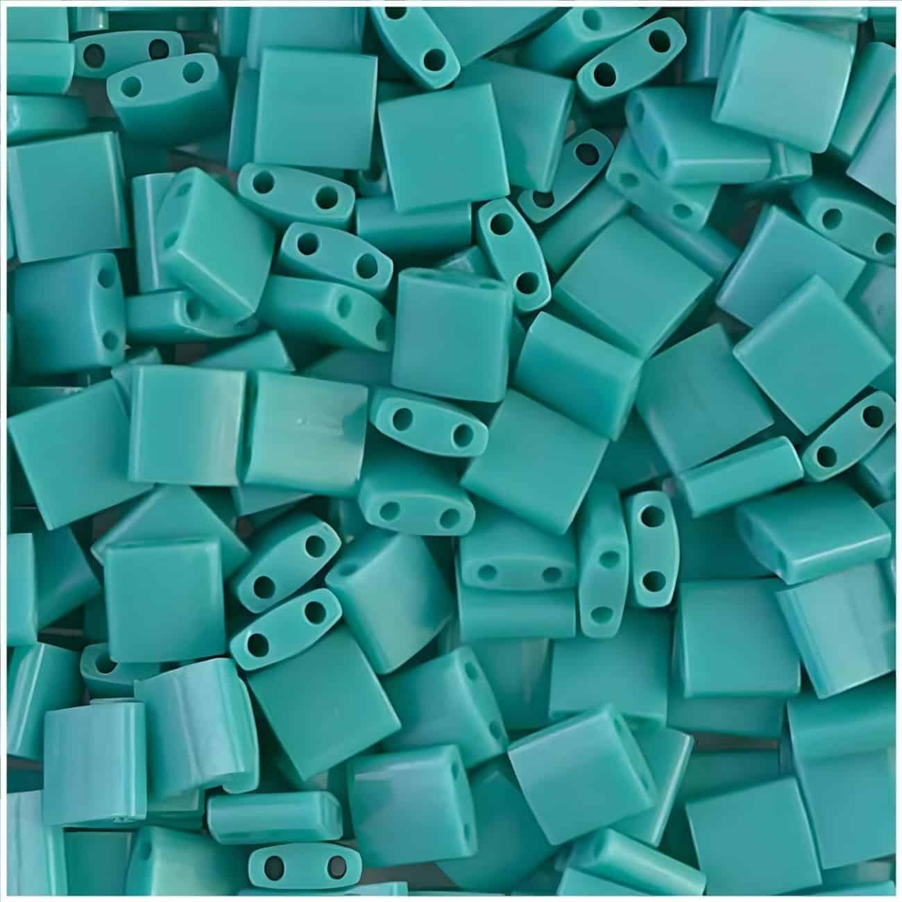 Miyuki Tila Beads 5mm 2-hole Square Opaque Turquoise Green 7.2GM