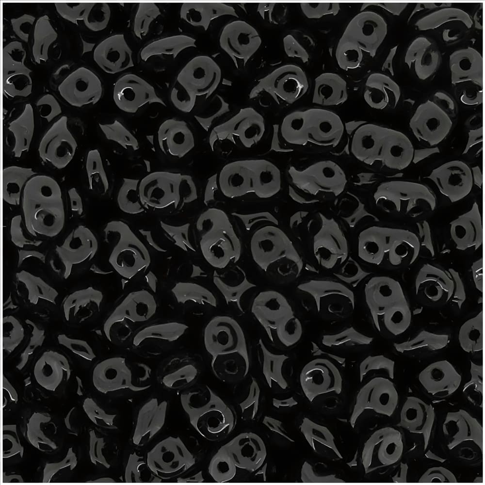 SuperDuo Beads Two-hole 5×2.5mm Jet Black 22.5GM