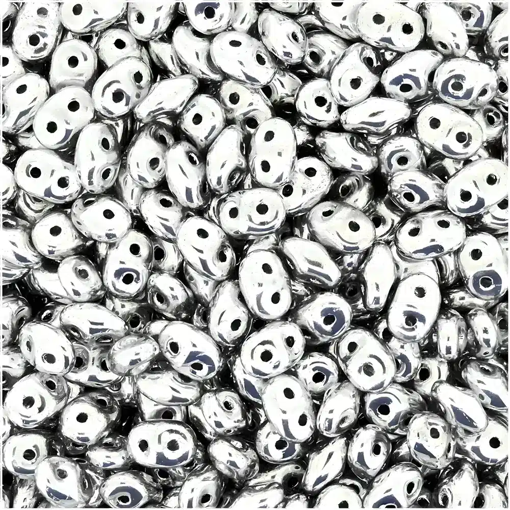 SuperDuo Beads Two-hole 5×2.5mm Full Labrador Silver 22.5GM