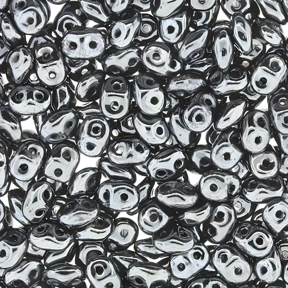 SuperDuo Beads Two-hole 5×2.5mm Jet Hematite 22.5GM