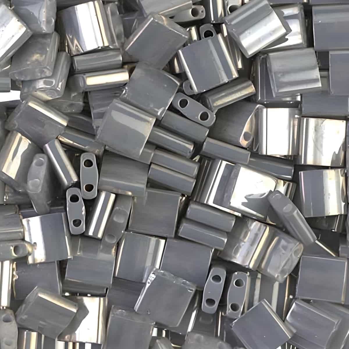 Miyuki Tila Beads 5mm 2-hole Square Galvanized Gray Luster 7.2GM