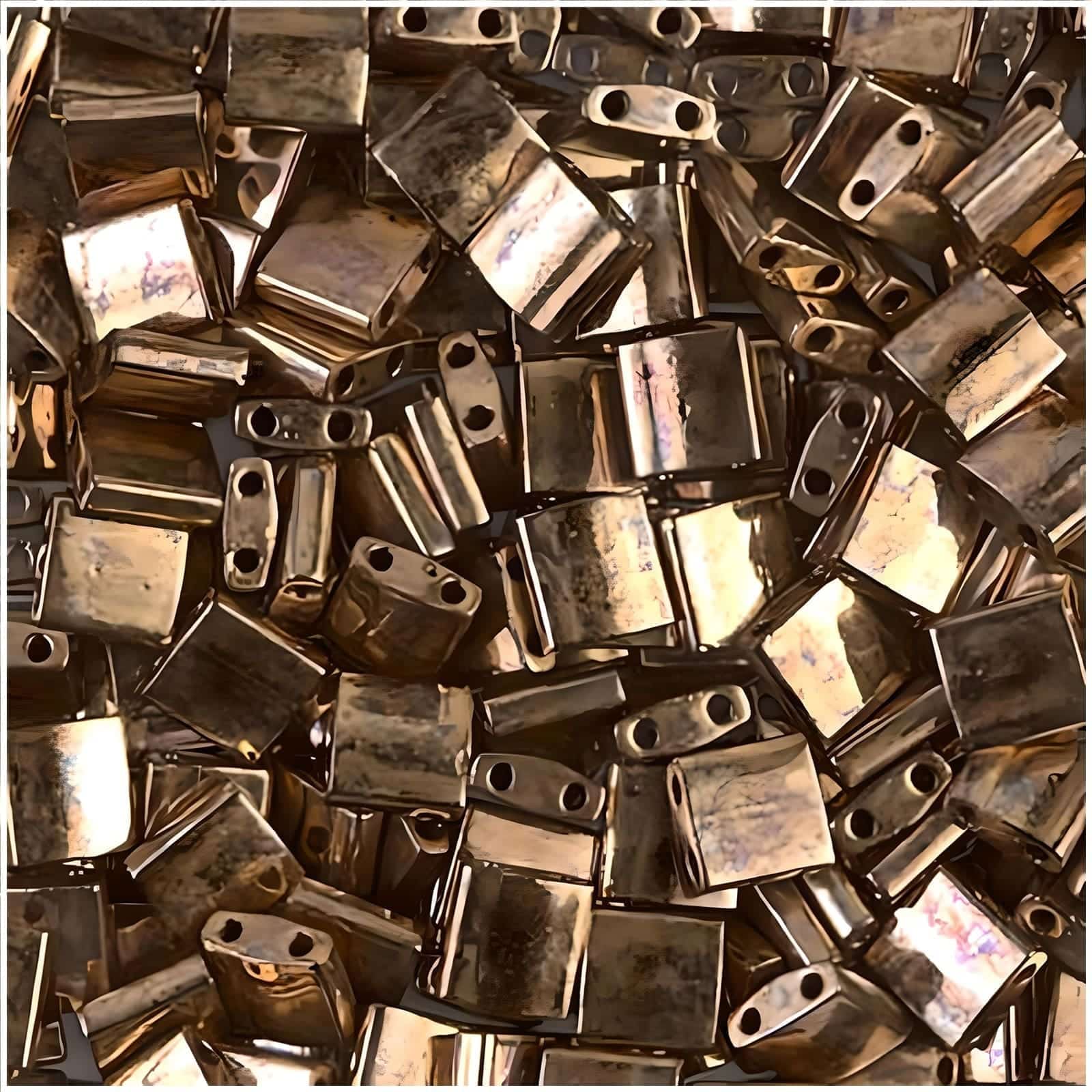 Miyuki Tila Beads 5mm 2-hole Square Metallic Dark Bronze 7.2GM