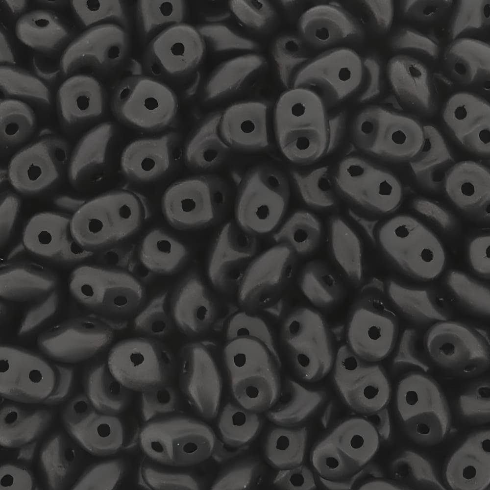 SuperDuo Beads Two-hole 5×2.5mm Jet Black Matte 22.5GM