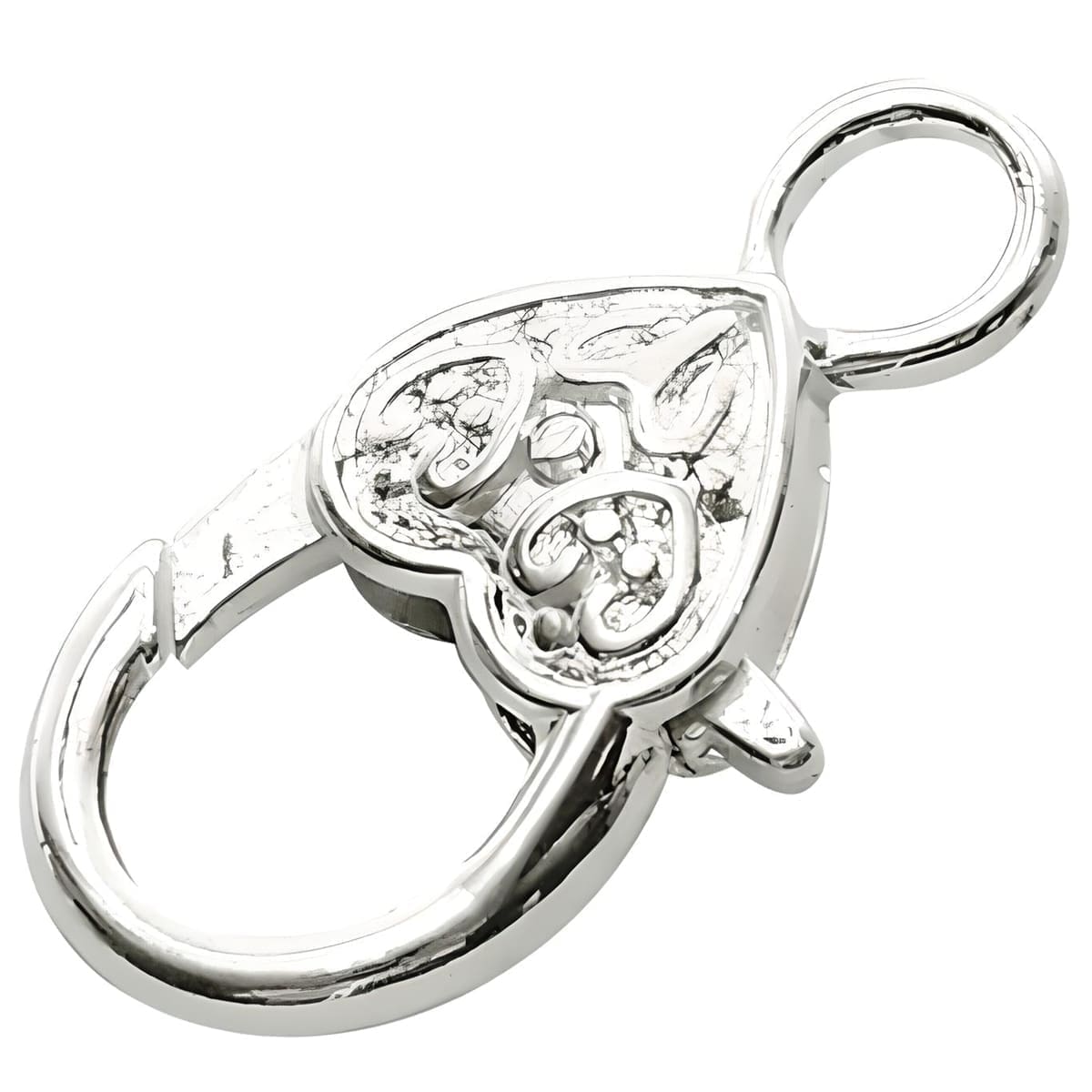 Lobster Claw Clasp Large 27mm Heart-motif Silver Plated 3pcs