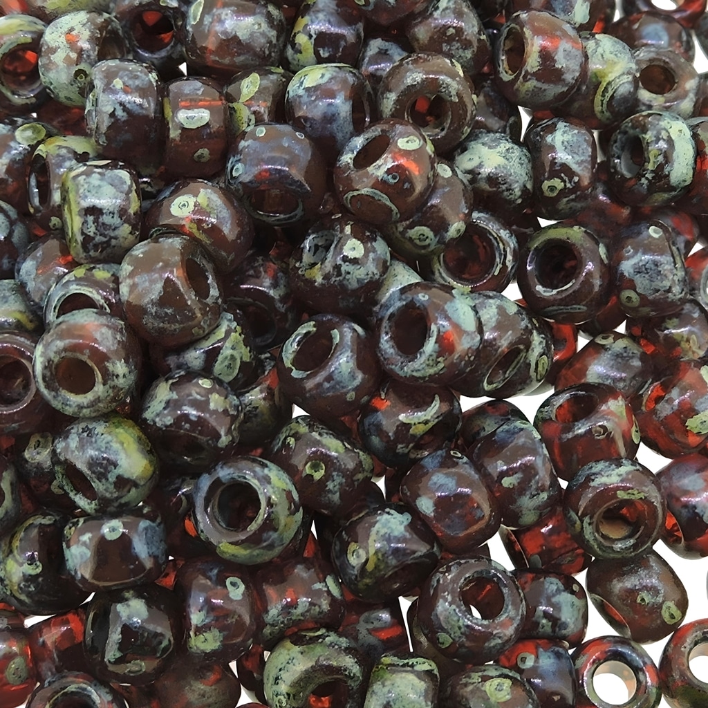 Miyuki Round Seed Beads 6/0 Picasso Red Brown 20GM 6-4503