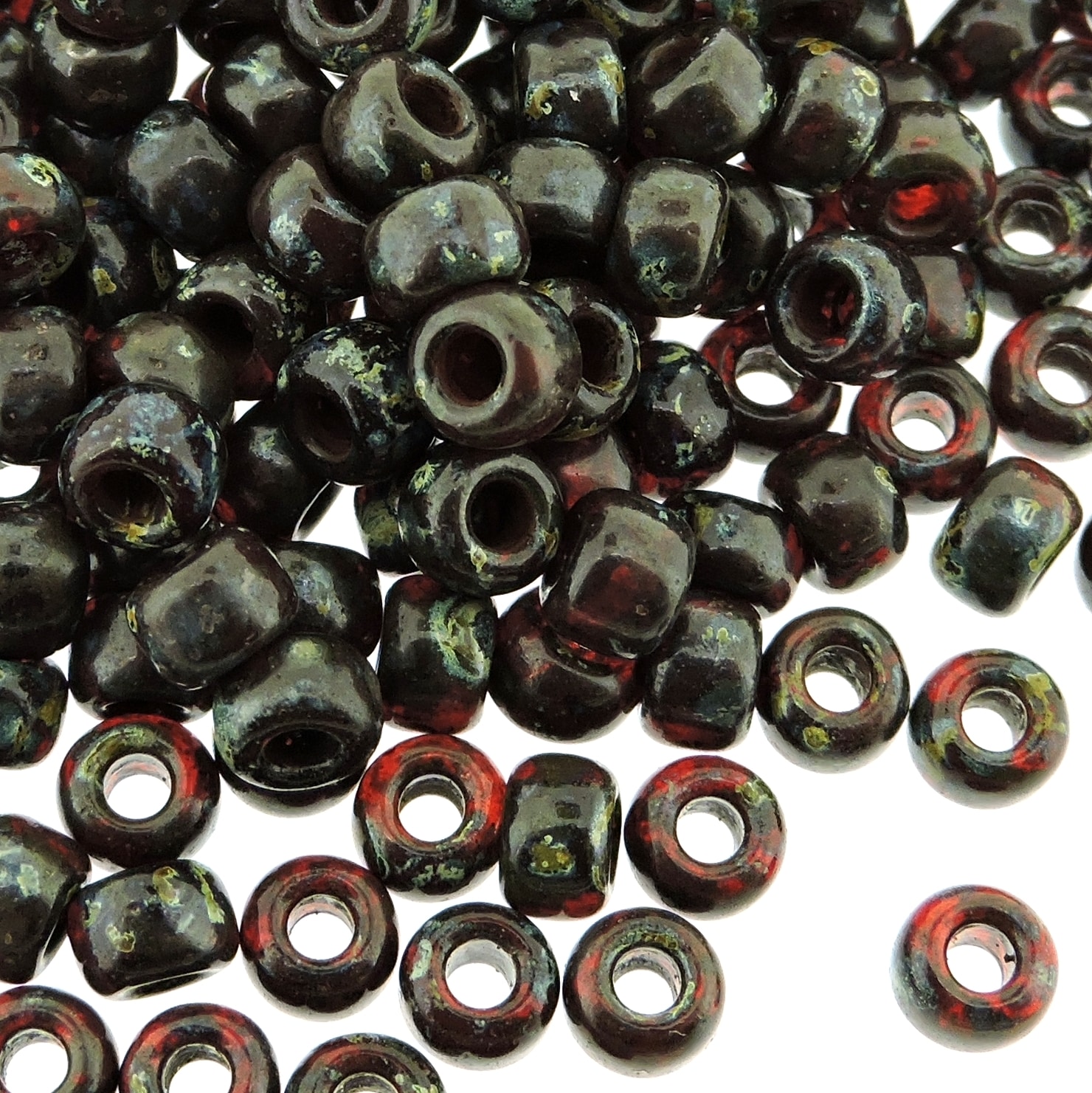 Miyuki Round Seed Beads 6/0 Picasso Transparent Garnet 20GM 6-4504