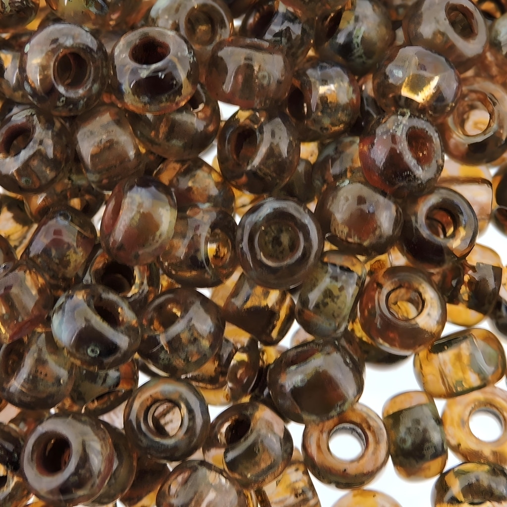 Miyuki Round Seed Beads Size 6/0 Picasso Transparent Light Smoky Topaz 20GM 6-4505