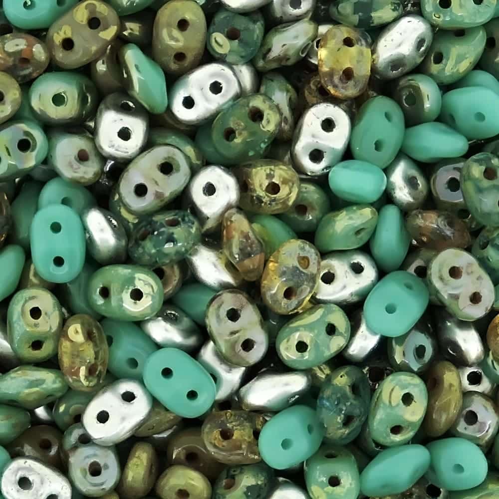 SuperDuo Beads Two-hole 5×2.5mm African Turquoise Mix