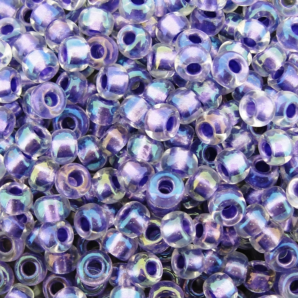 Miyuki Round Seed Beads 6/0 Sparkling Purple Lined Crystal AB 20GM 6-2607