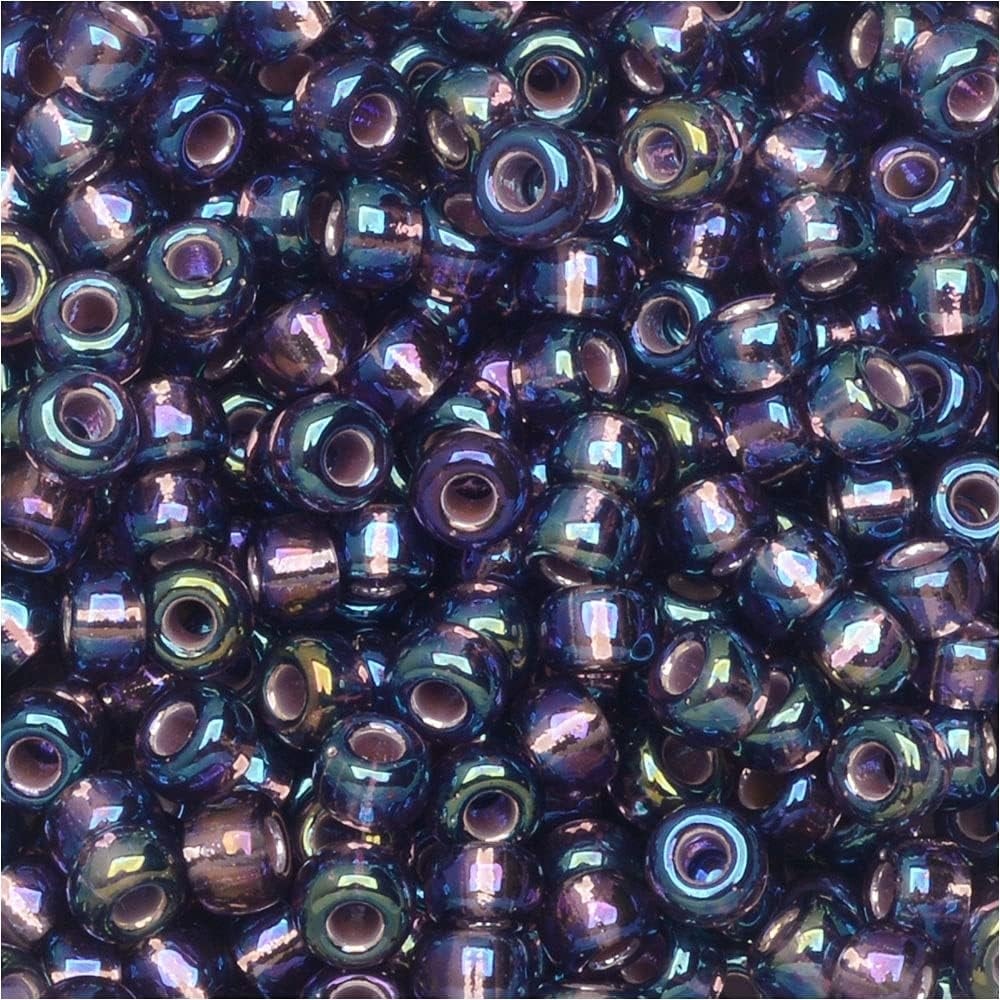 Miyuki Round Seed Beads Size 8/0 Silver Lined Amethyst AB 22GM