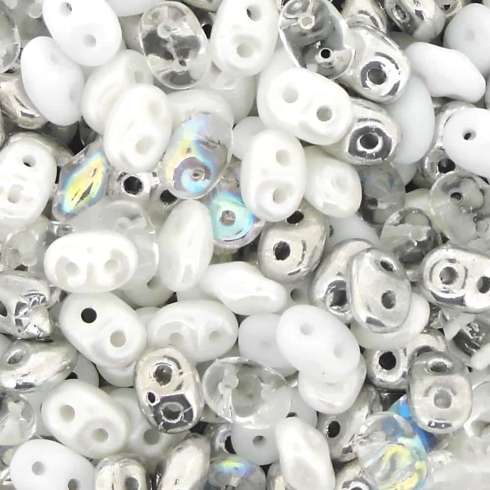 SuperDuo Beads Two-hole 5×2.5mm White Wedding Mix 22.5GM