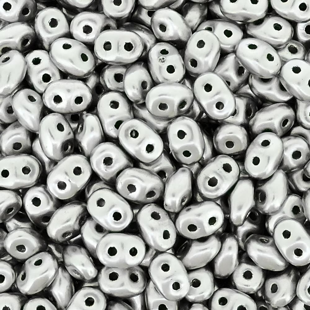 SuperDuo Beads Two-hole 5×2.5mm Aluminum Silver
