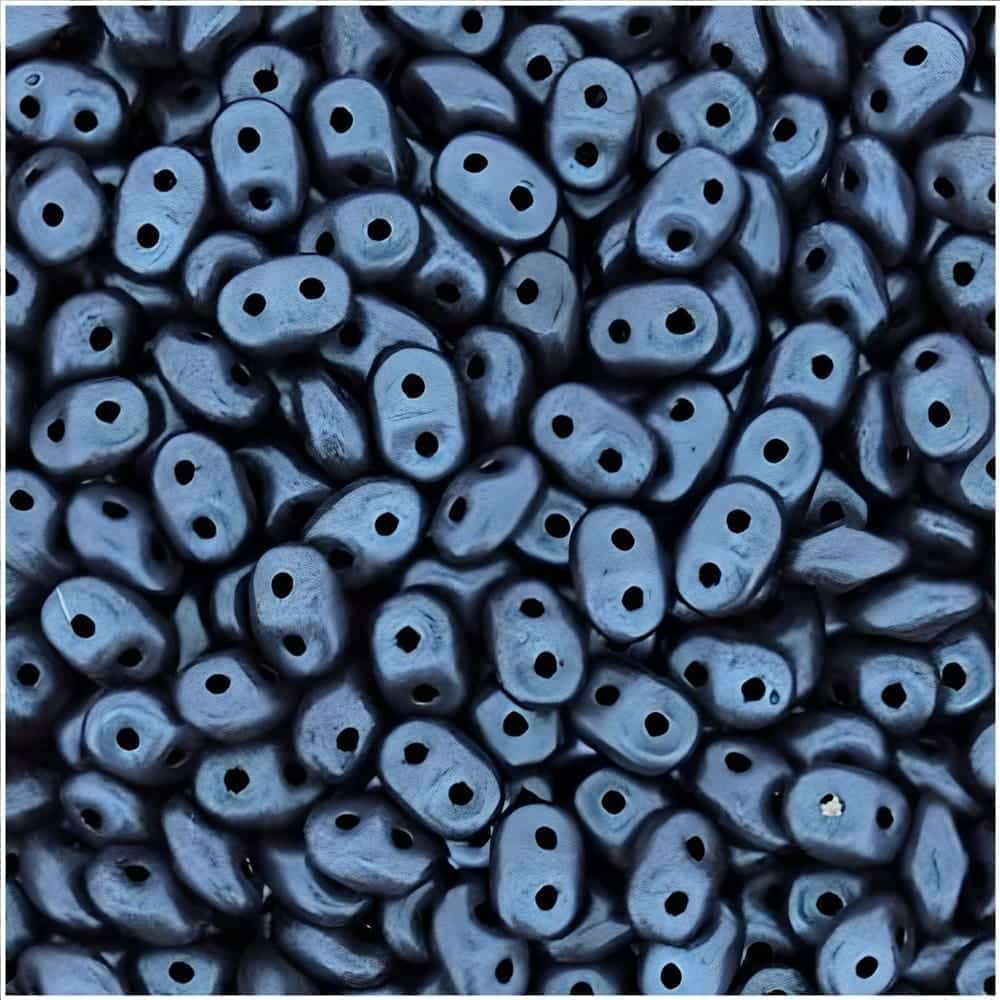 SuperDuo Beads Two-hole 5×2.5mm Jet Metallic Suede Blue 22.5GM