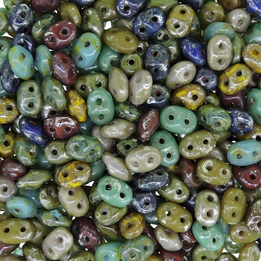 SuperDuo Beads Two-hole 5×2.5mm Picasso Medley Mix 24GM