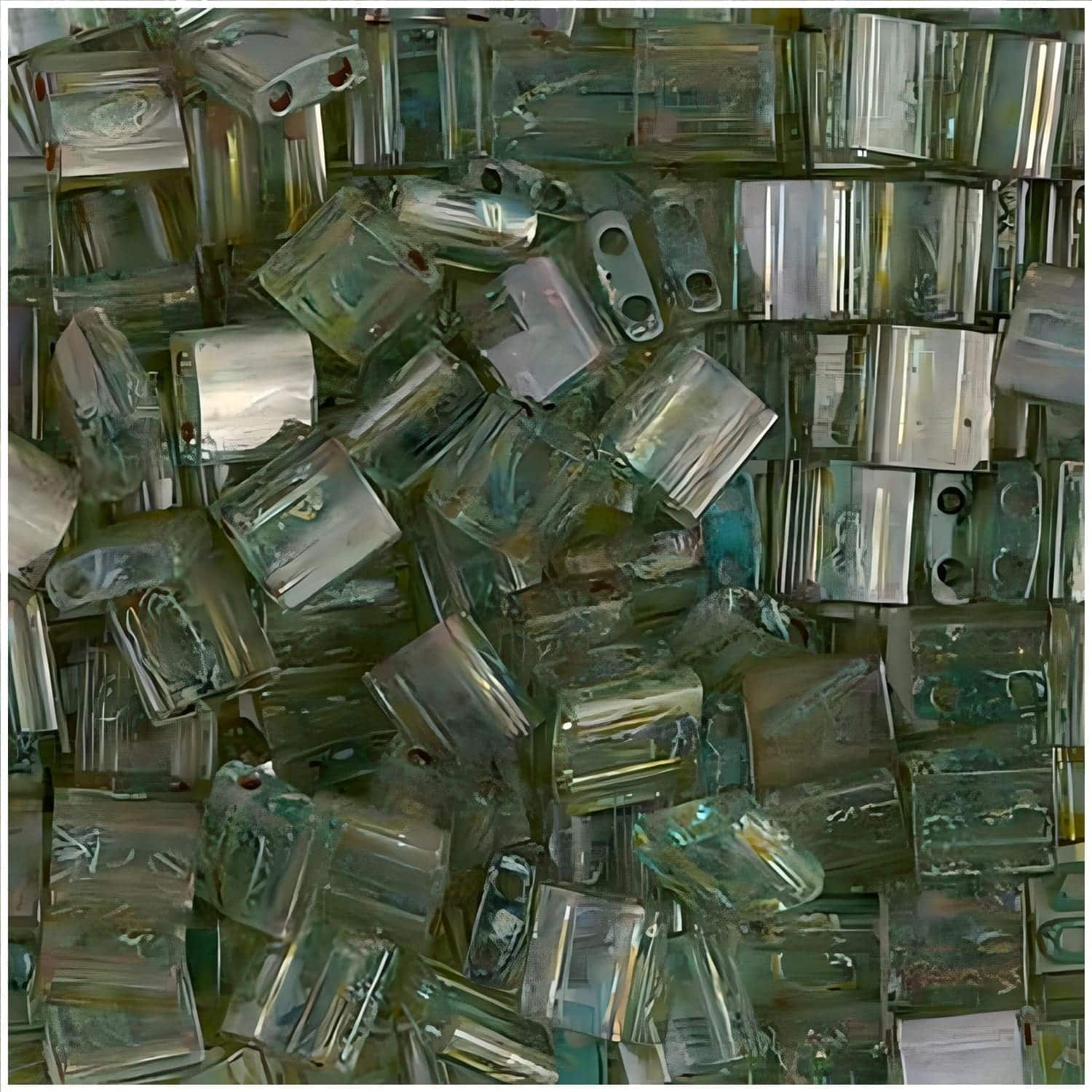 Miyuki Tila Beads 5mm 2-hole Square Picasso Olivine Transparent 7.2GM