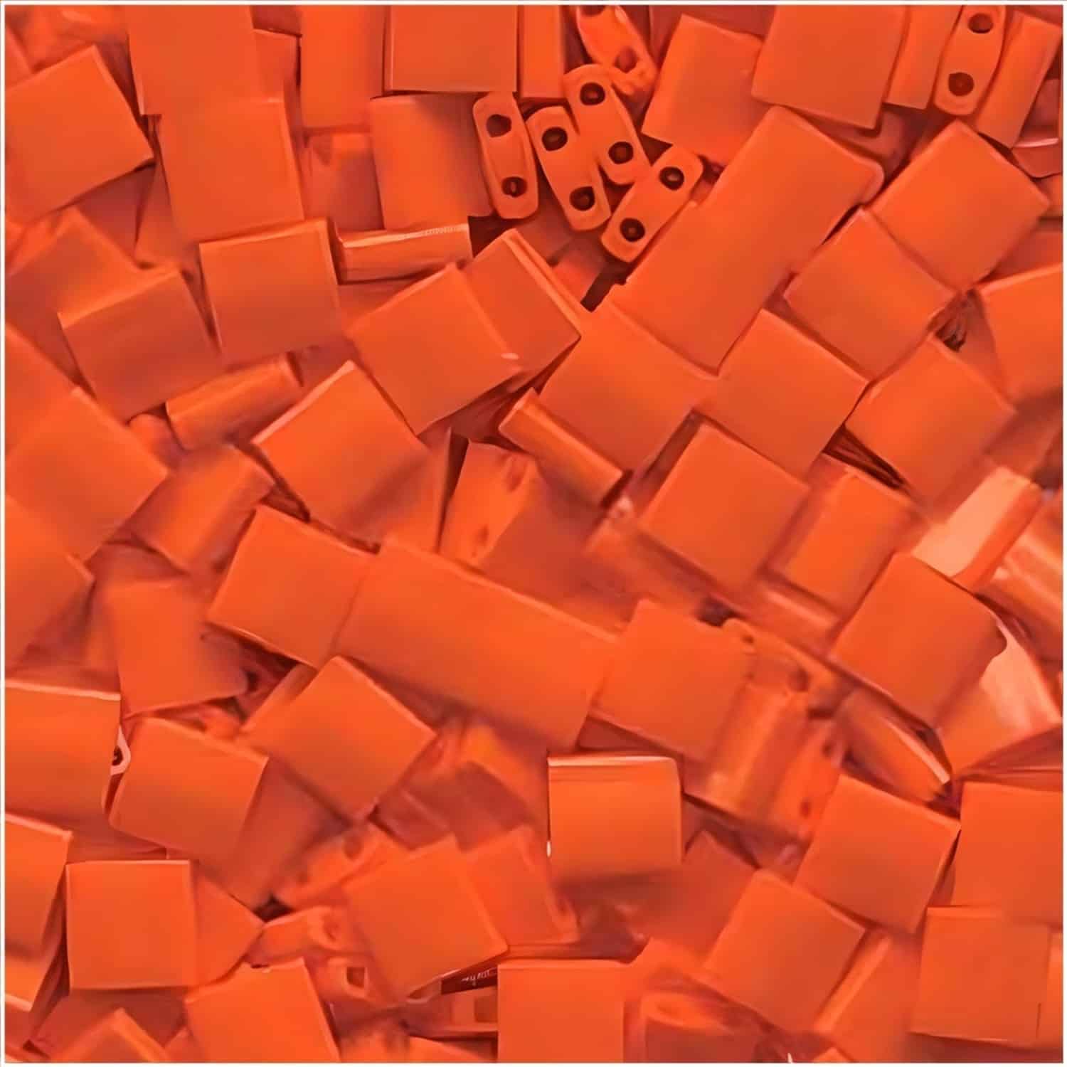 Miyuki Tila Beads 5mm 2-hole Square Opaque Orange 7.2GM
