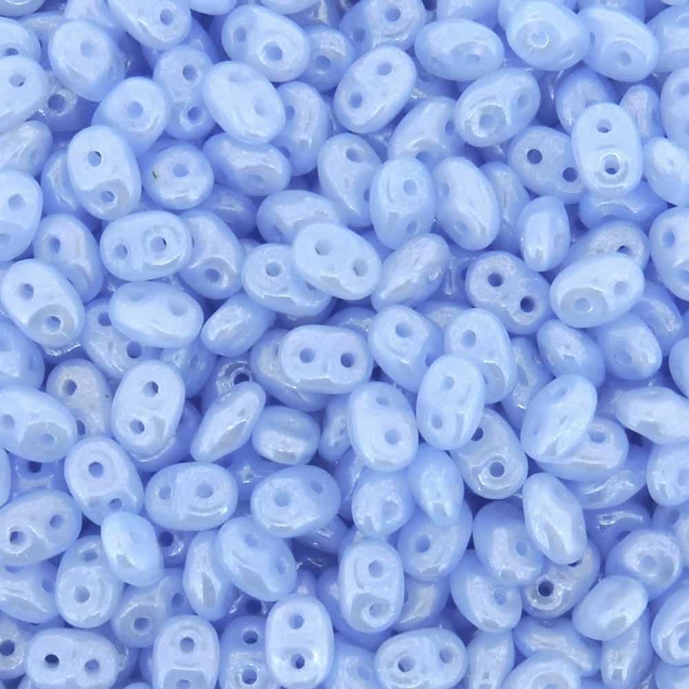 SuperDuo Beads Two-hole 5×2.5mm Opal Blue White Luster 22GM