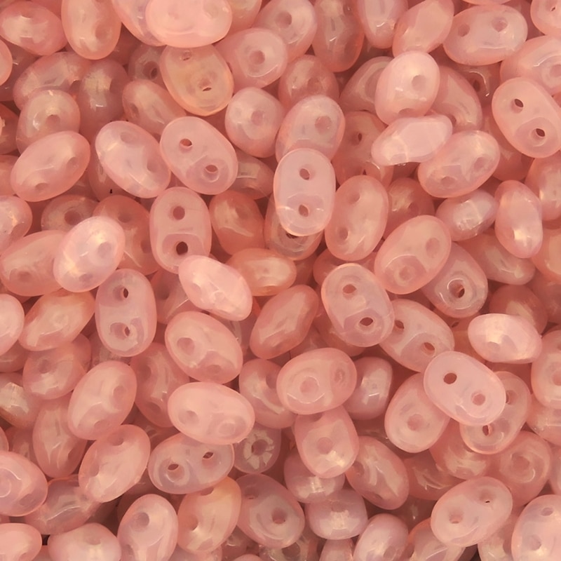 SuperDuo Beads Two-hole 5×2.5mm Opal Rose 22.5GM