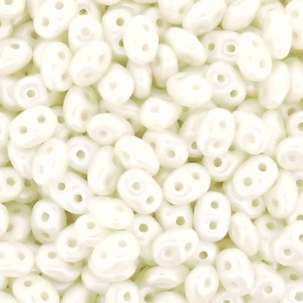SuperDuo Beads Two-hole 5×2.5mm Pastel White 22.5GM