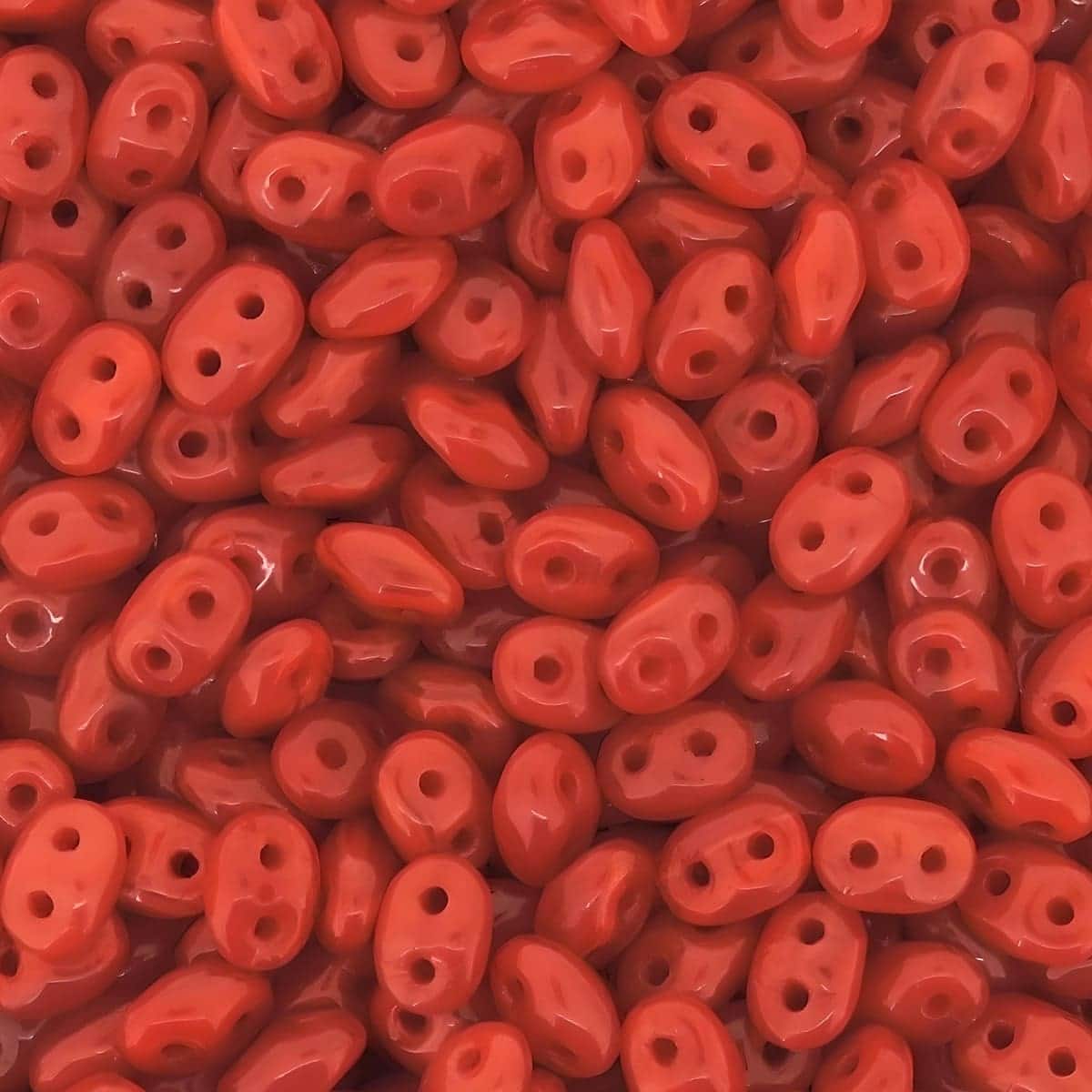 SuperDuo Beads Two-hole 5×2.5mm Opal Red 22.5GM