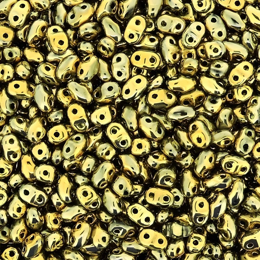 MiniDuo Two-hole Beads 4x2mm Crystal Full Amber Gold 8GM