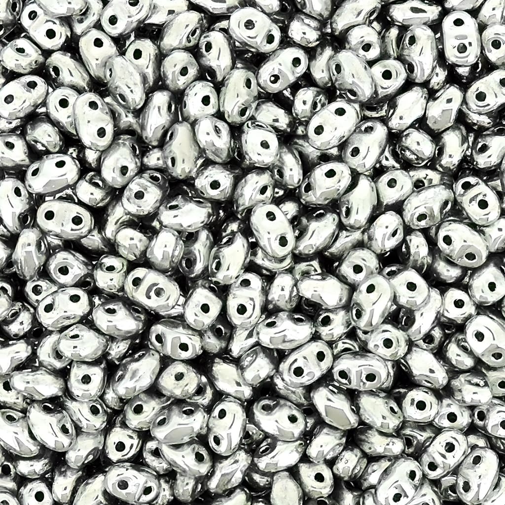 MiniDuo Two-hole Beads 4x2mm Crystal Full Labrador Silver 8GM