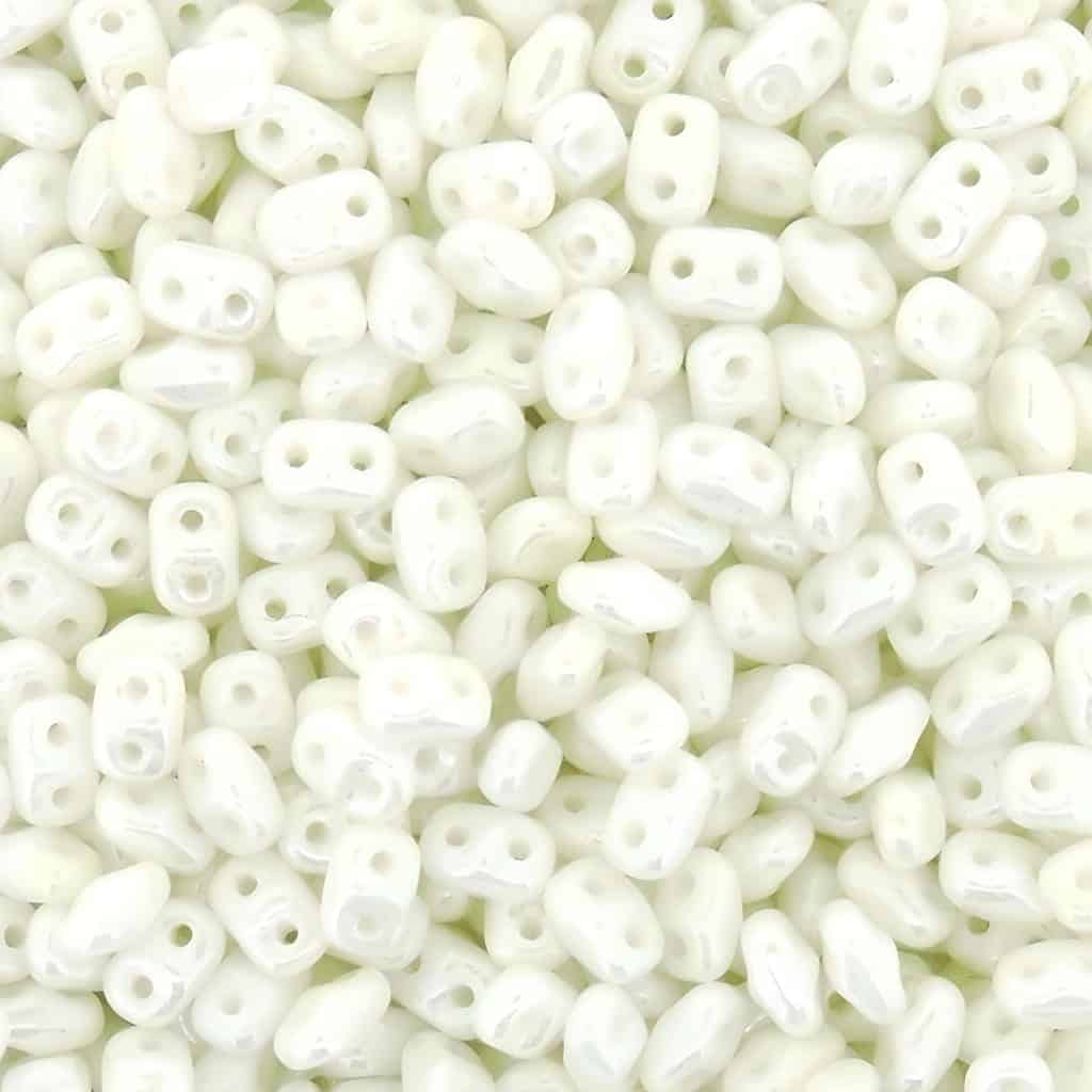 MiniDuo Two-hole Beads 4x2mm White Luster 8GM