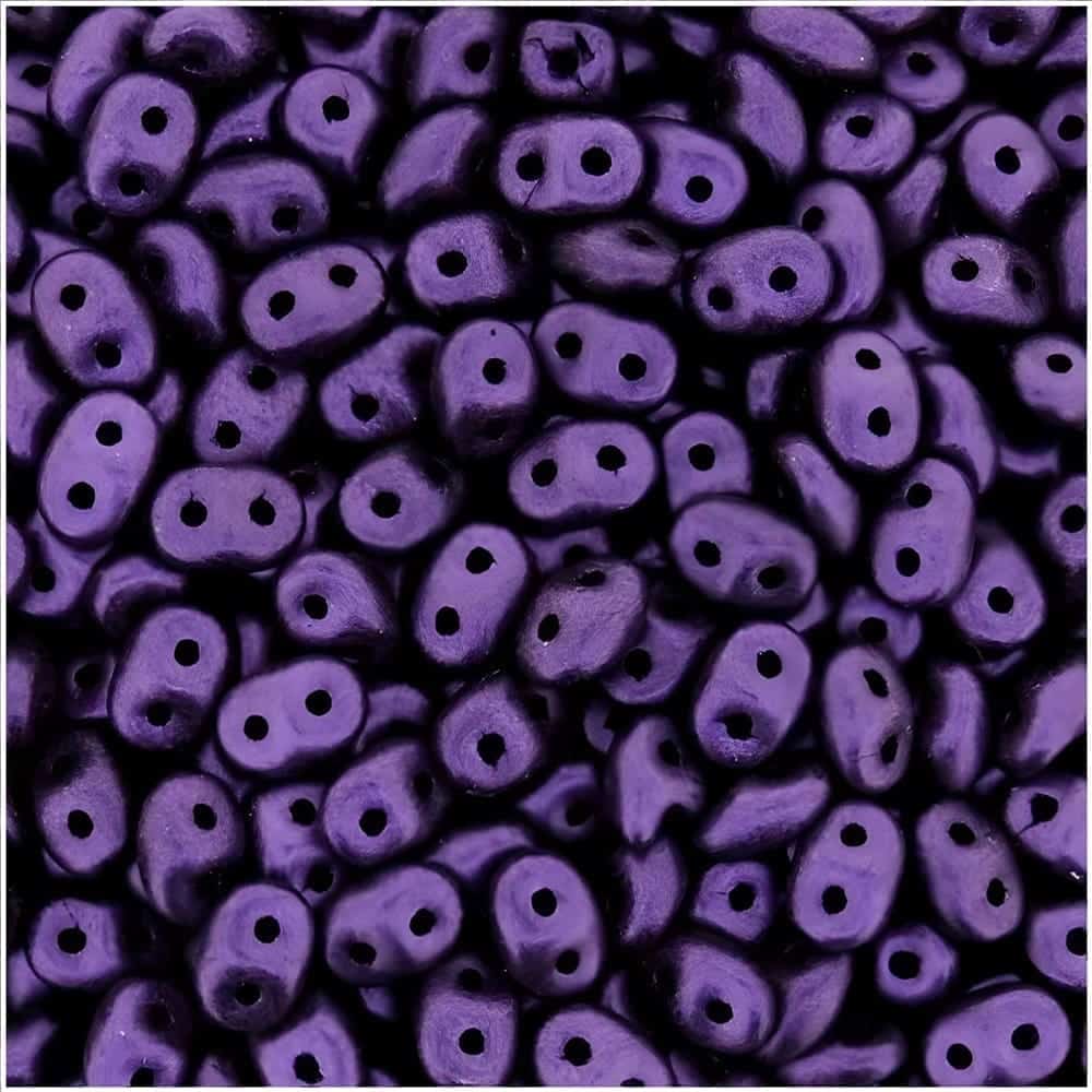 SuperDuo Beads Two-hole 5×2.5mm Jet Metallic Suede Purple 22.5GM
