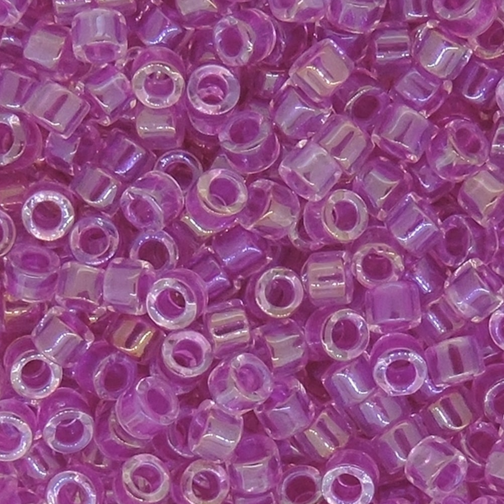 DB0074 Miyuki Delica Seed Beads 11/0 Lined Light Fuchsia AB 7.2GM