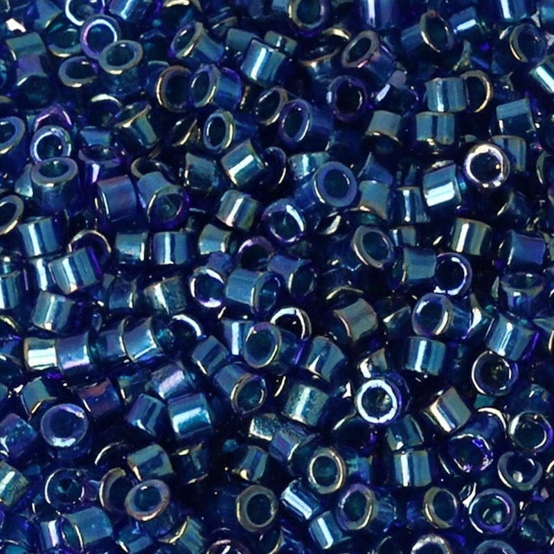 DB1763 Miyuki Delica Seed Beads 11/0 Emerald Lined Cobalt AB 7.2GM