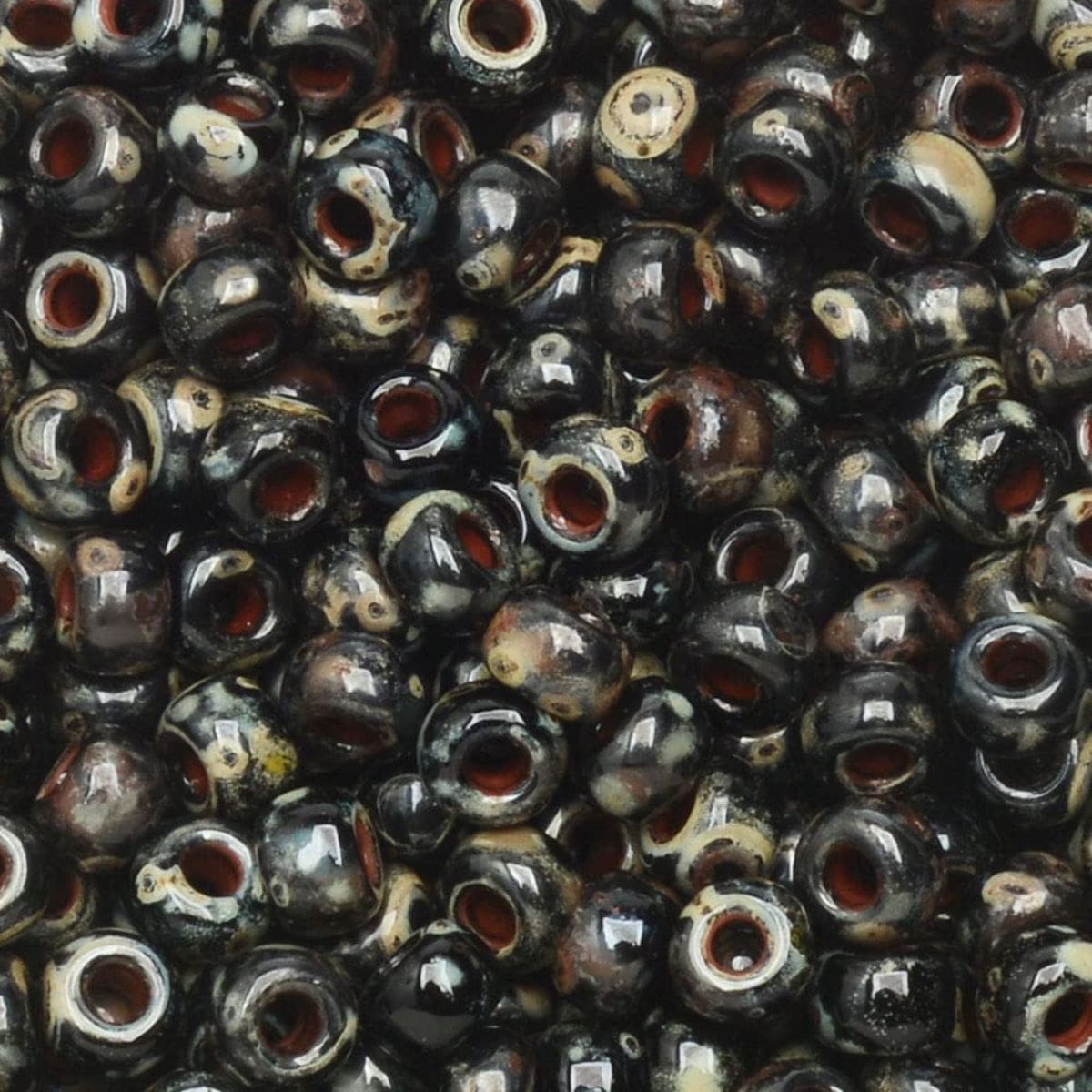 Miyuki Round Seed Beads Size 8/0 Picasso Smoky Black  22GM
