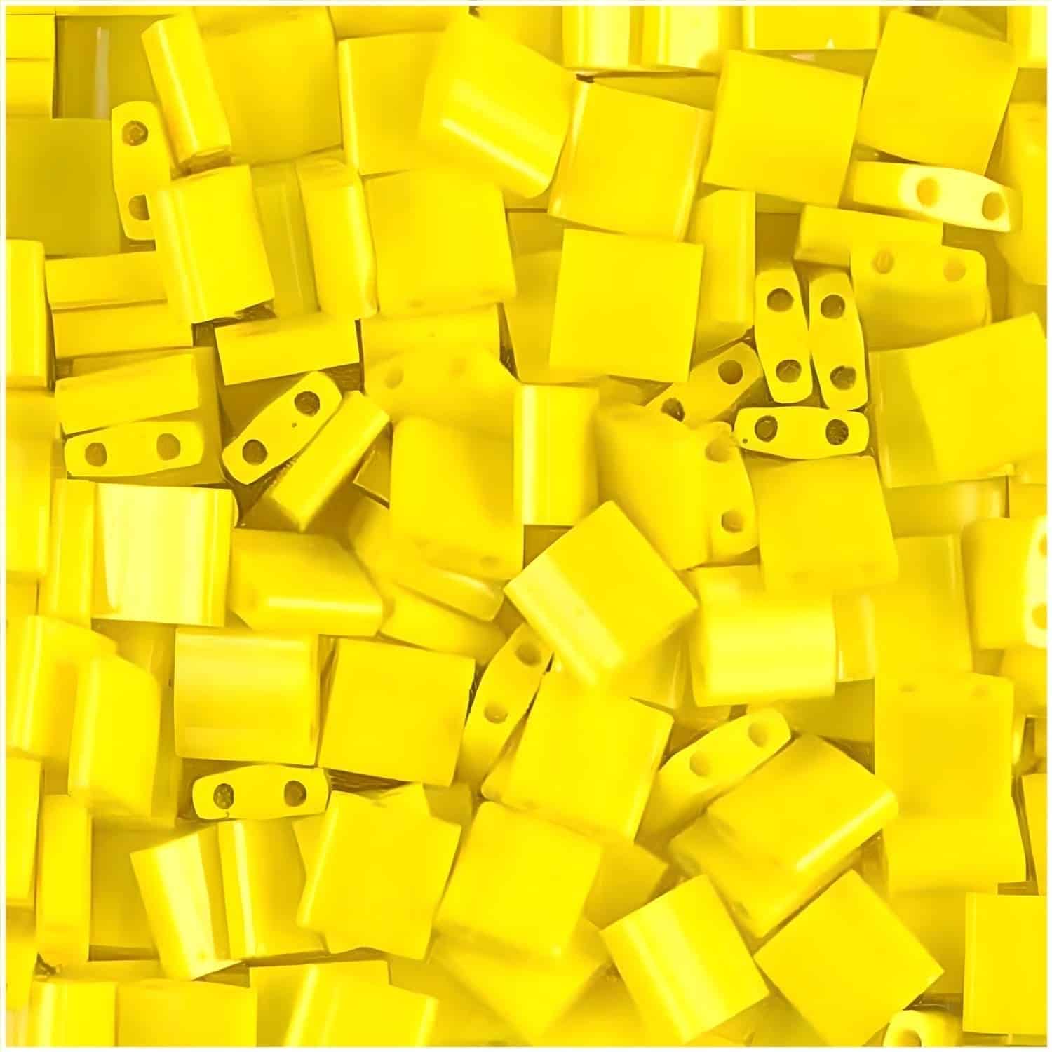 Miyuki Tila Beads 5mm 2-hole Square Opaque Yellow 7.2GM