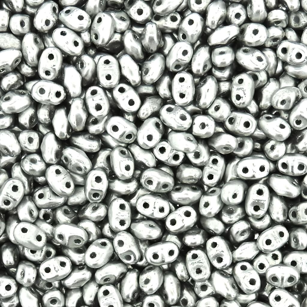 MiniDuo Two-hole Beads 4x2mm Aluminum Silver 8GM