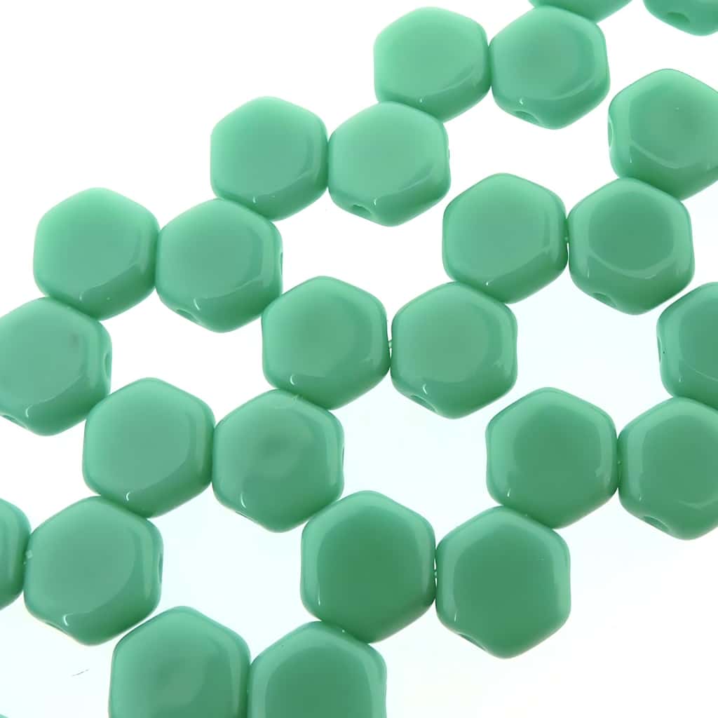 Honeycomb Beads 2-Hole Glass 6mm 30pcs Green Turquoise