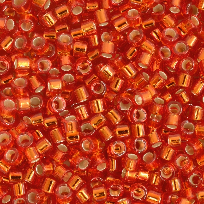 DB0043 Miyuki Delica Seed Beads 11/0 Silver Lined Red-Orange 7.2GM