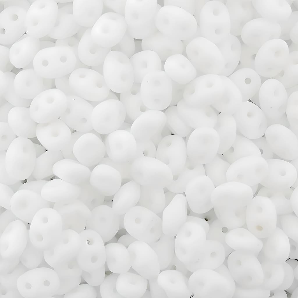 SuperDuo Beads Two-hole 5×2.5mm Chalk White Matte 22GM