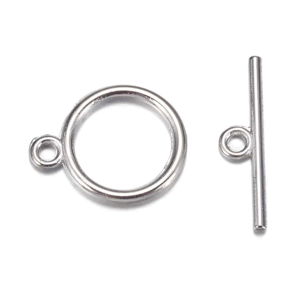 Toggle Clasps Round 15x2mm 20 Sets Silver Tone