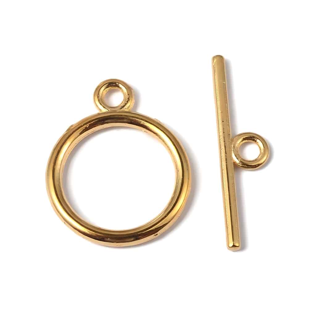 Toggle Clasps Round 15x2mm 20 Sets Gold Tone