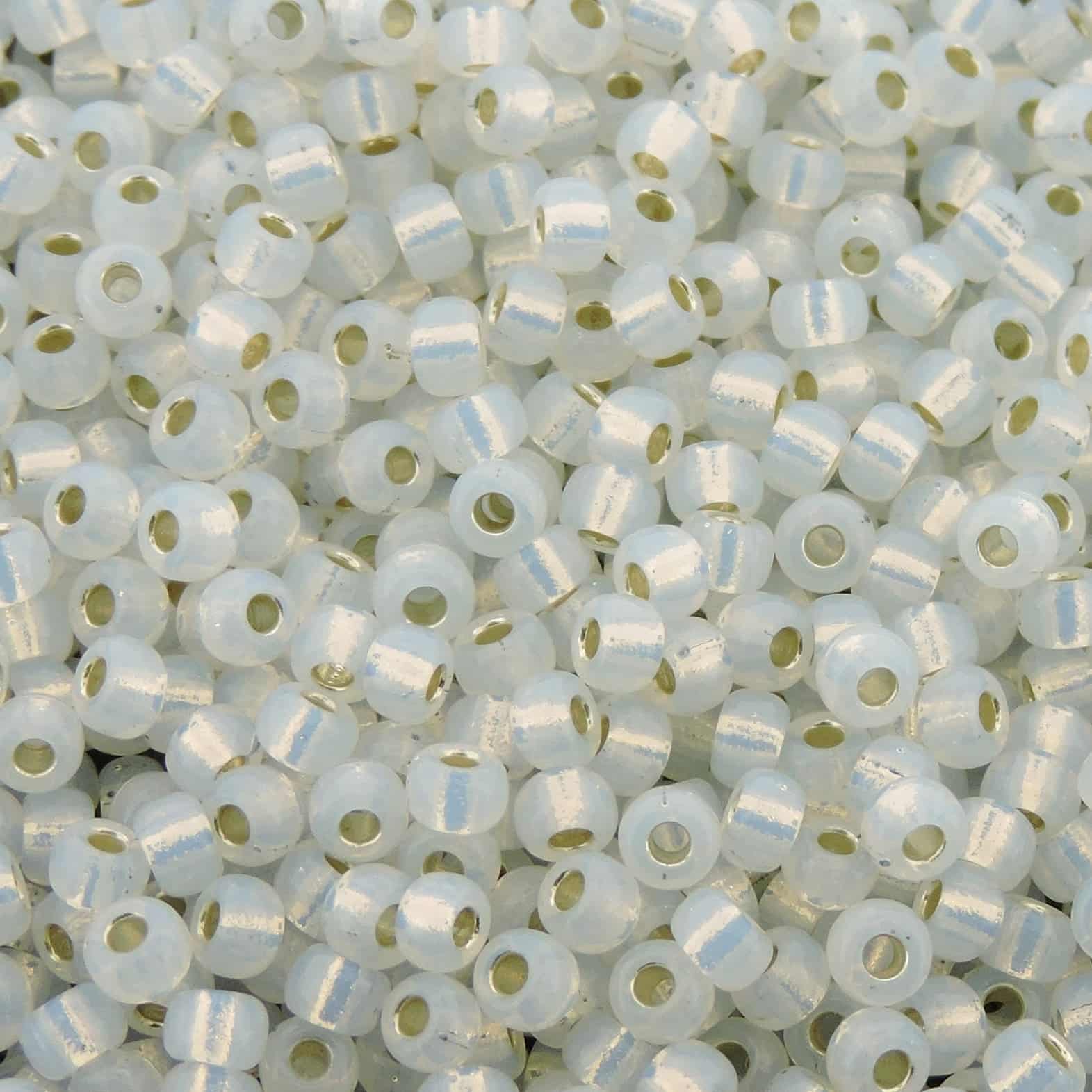 Miyuki Round Seed Beads Size 8/0 Gilt Lined White Opal 22GM