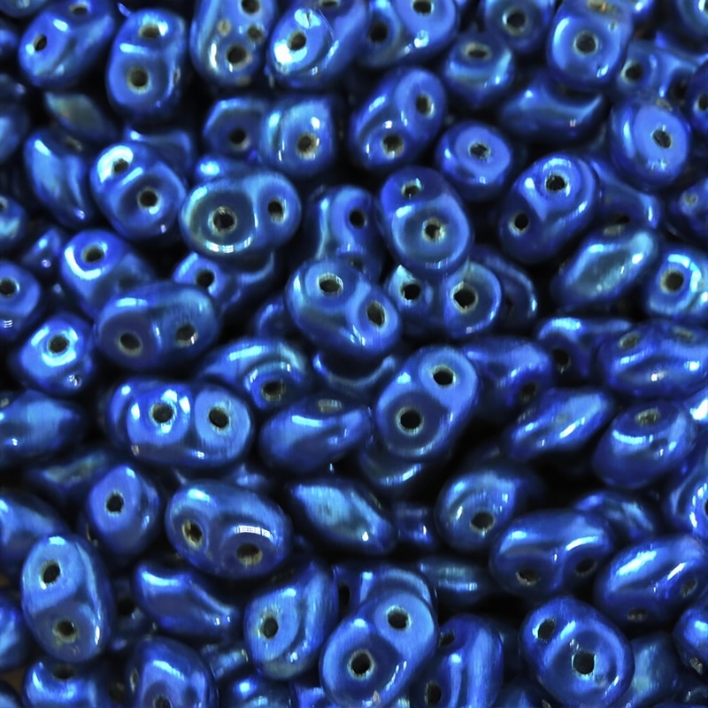 SuperDuo Beads Two-hole 5×2.5mm Metalust Crown Blue 22.5GM