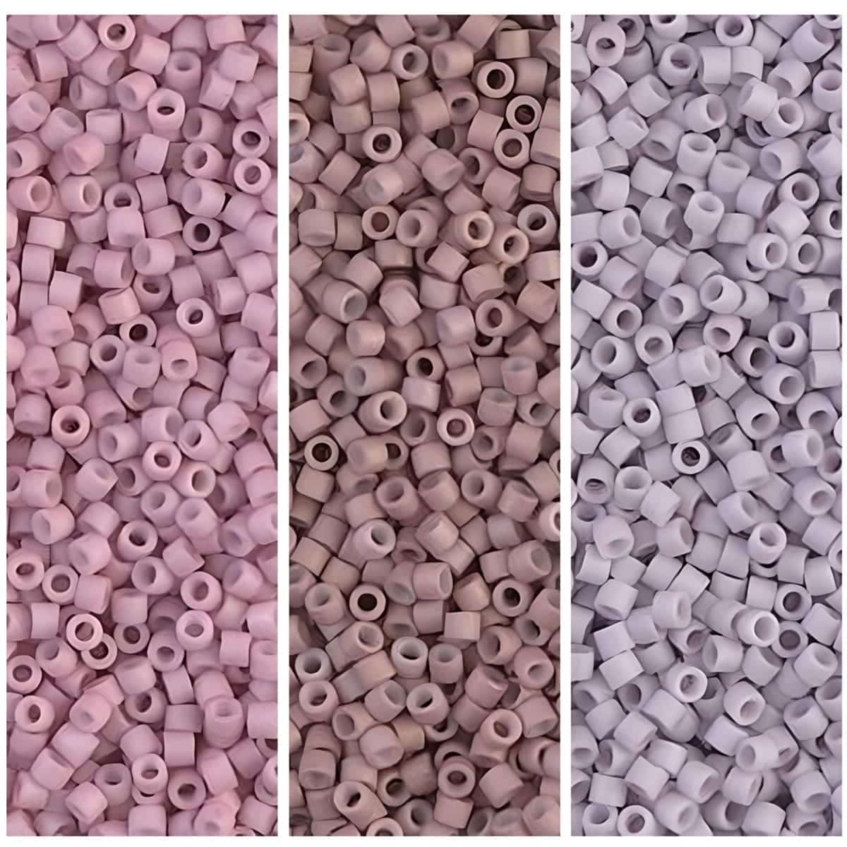 Set of 3 Colors 21GM Miyuki Delica Seed Beads 11/0 Matte Rose, Lavender, Old Rose
