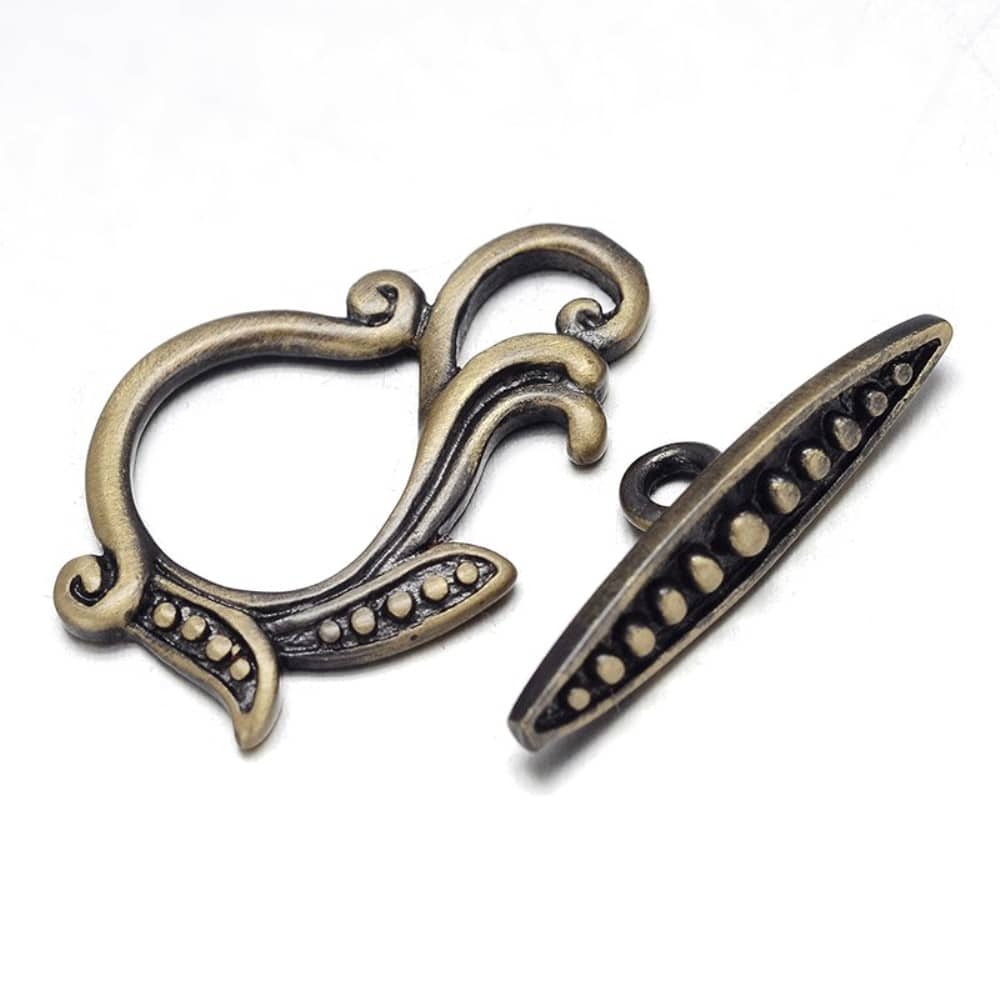 Toggle Clasps Brushed Brass 25mm Antique Bronze, 5 Sets