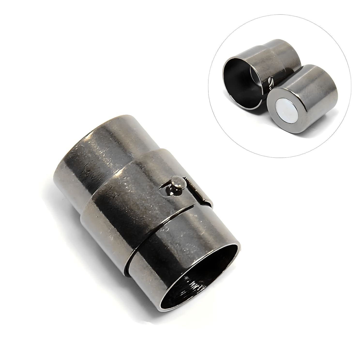 Locking Magnetic Glue-In Clasps 10mm Hole 19mm Gunmetal 5 Sets