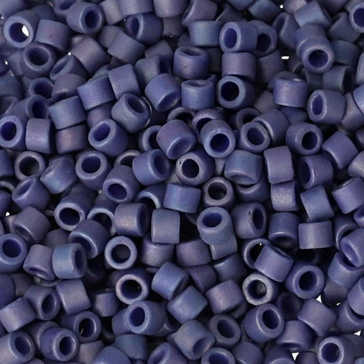 DB2319 Miyuki Delica Seed Beads Size 11/0 Frosted Opaque Glazed Rainbow Navy Blue AB 7.2GM